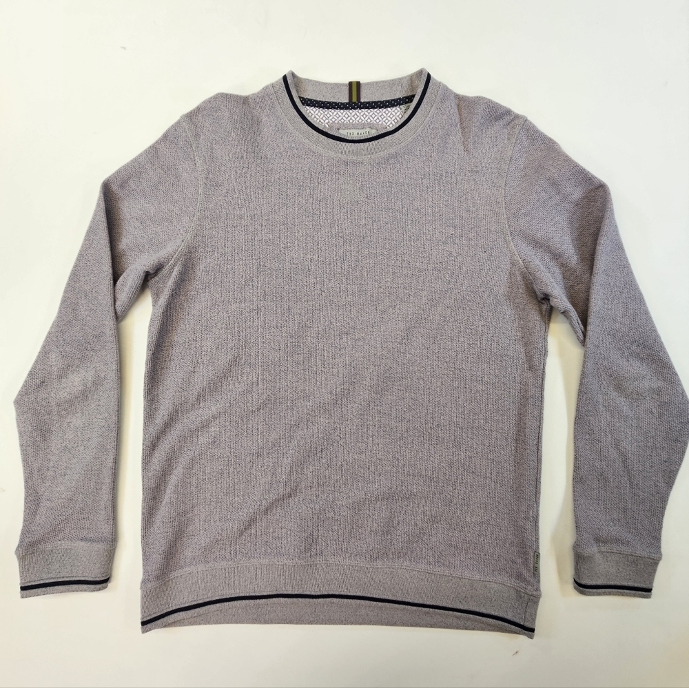 Ted Baker Seasalt Wool Blend Textured Crew Neck Sweater Pullover Blue Mens 3 (M)